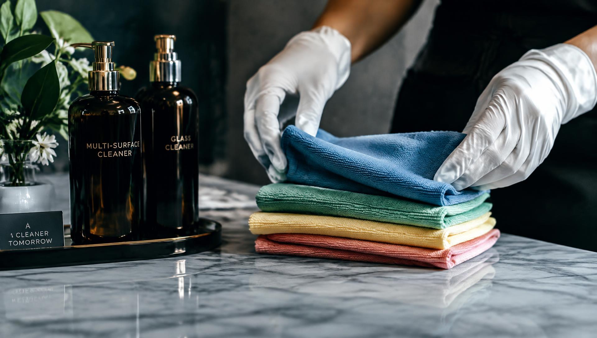 Professional folding color-coded microfiber cloths